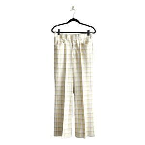 Vintage Sears Kings Road Mens Plaid Fortrel Flared Dress Pants YellowTan Size 32